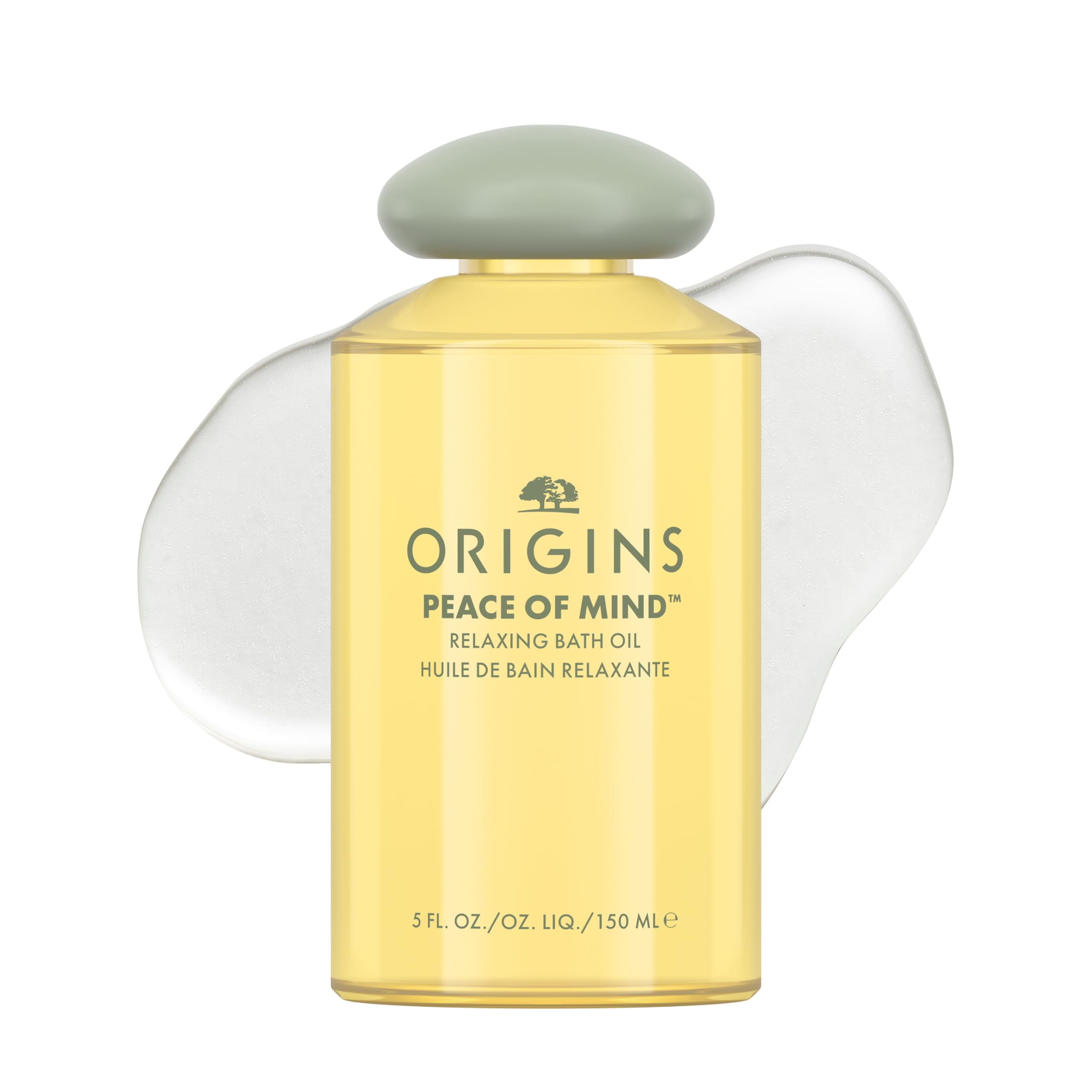 Origins Peace of Mind Relaxing Bath Oil | Softens & Nourishes | with Peppermint, Basil, & Eucalyptus Aromatherapy Essential Oils, 5 Fl Oz