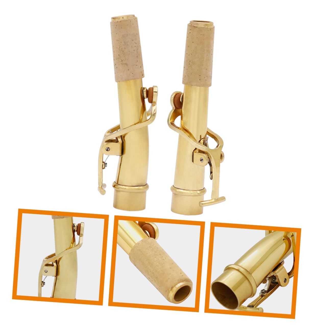 Collo per Sassofono Contralto in Rame 2 Pezzi Ricambio | Finitura Oro, Superficie Liscia e Struttura Robusta, Sughero Integrato per Montaggio Preciso