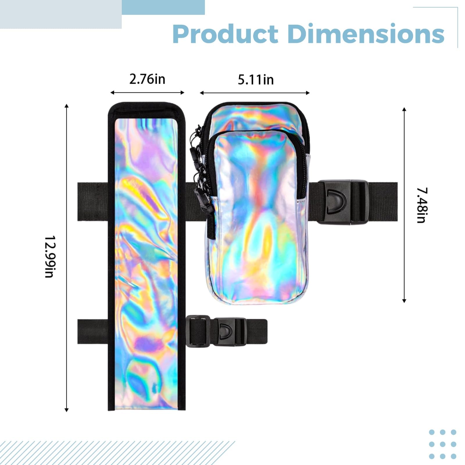Oberschenkeltaschen-Set, Silberne Rave-Bauchtasche mit verstellbarem Beingurt, Festival- und Tanzzubehör, Handy- und Smartphone-Tasche für Damen, für Partys und Events