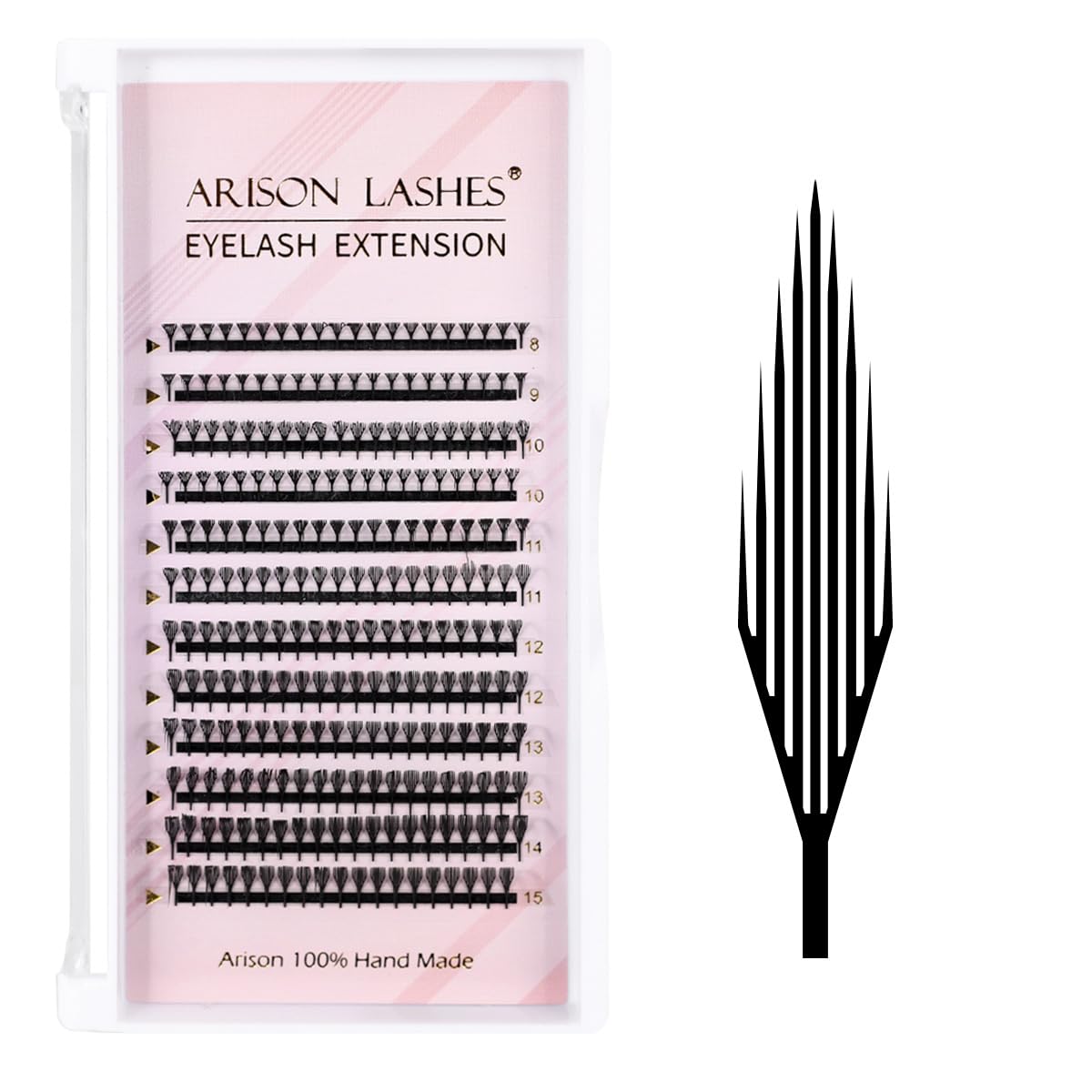 Arison Lashes Premade Fan Anime Lashes Fans False Eyelash Russian Extension Volume Fluff Natural Cat Eye Lashes D Curl 0.07 Thickness 8-15mm Mix Lash