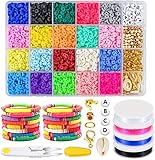 Christmas Clay Beads Kit Gift, 4235 PCS 20 Colors Polymer Clay Beads for Jewelry Making with Letter...