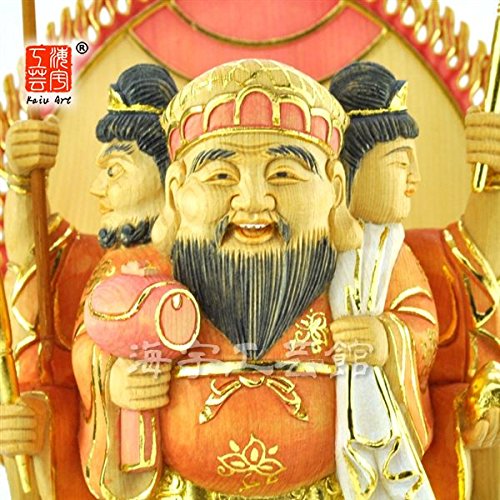 Amazon｜木彫り仏像 【三面大黒天】 桧木 立3.0寸 淡彩切金 総高25cm