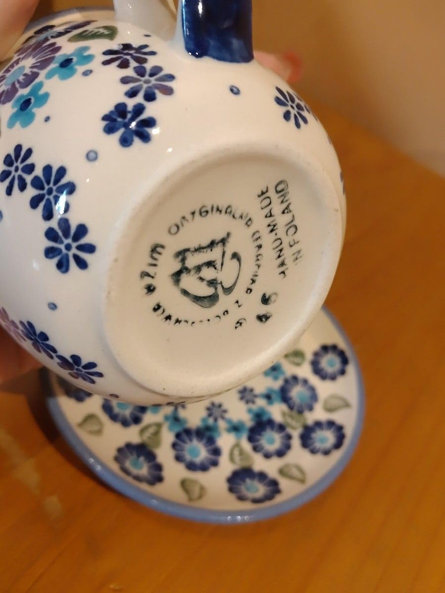 ブルー フラワー カップ&ソーサー ポーランド ポタリー ポーリッシュ