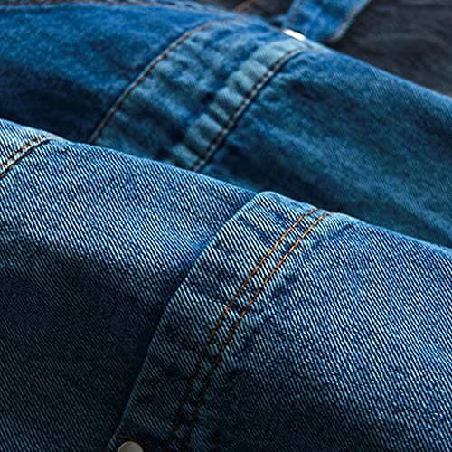 A FEI Avental jeans feminino masculino cruzado nas costas, alça de ombro ajustável, jeans lavado, av