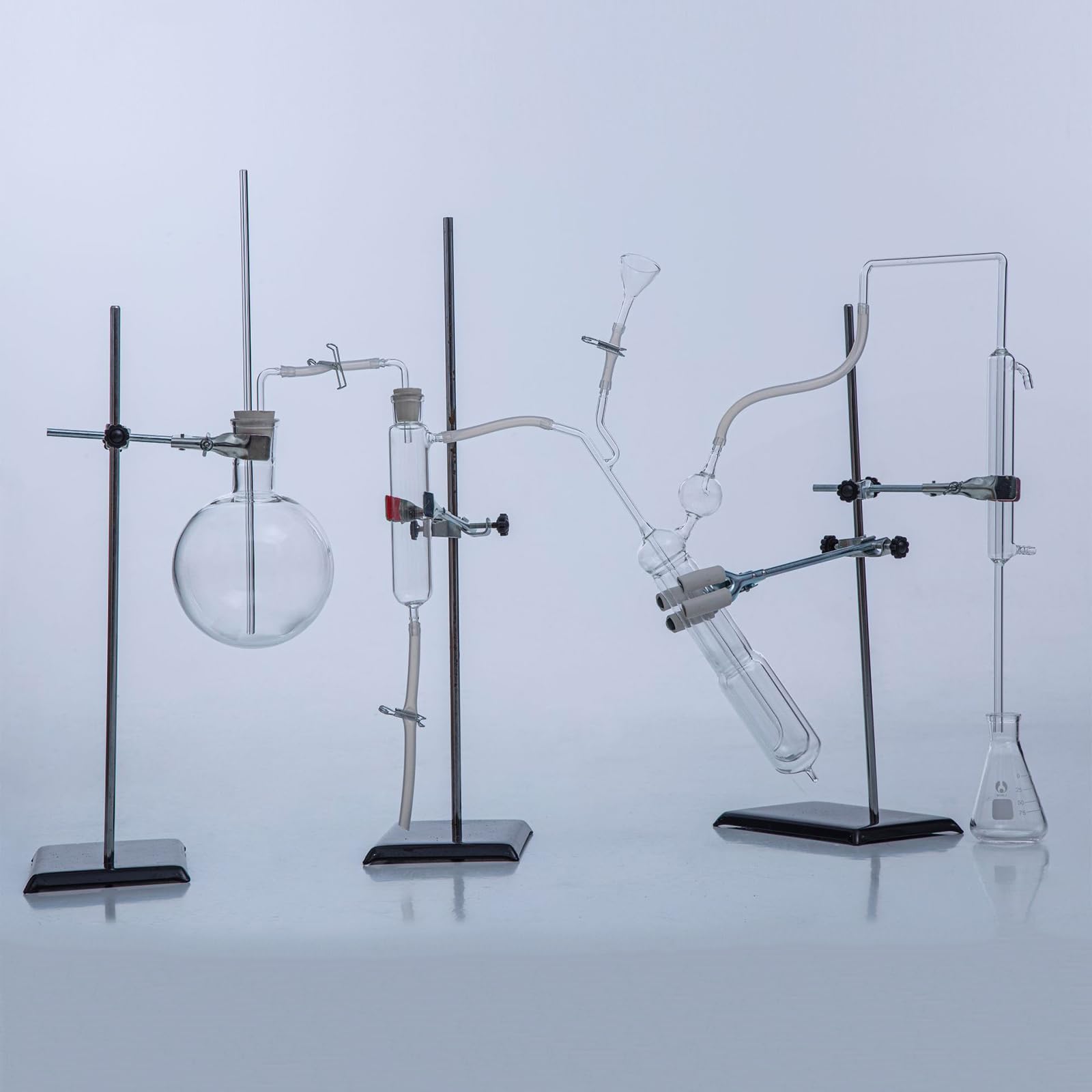 Aparato de Destilación al Vacío,Aparato de Destilación de Vidrio Aparato de Destilación para Extracción de Aceites Esenciales Kit de Cristalería de Laboratorio,para Laboratorio,Enseñanza Escolar