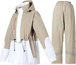Rain Suit for Women Waterproof Hooded Rain Gear Rain Jacket and Pants 2 Piece Breathable Rain Coat Outdoor