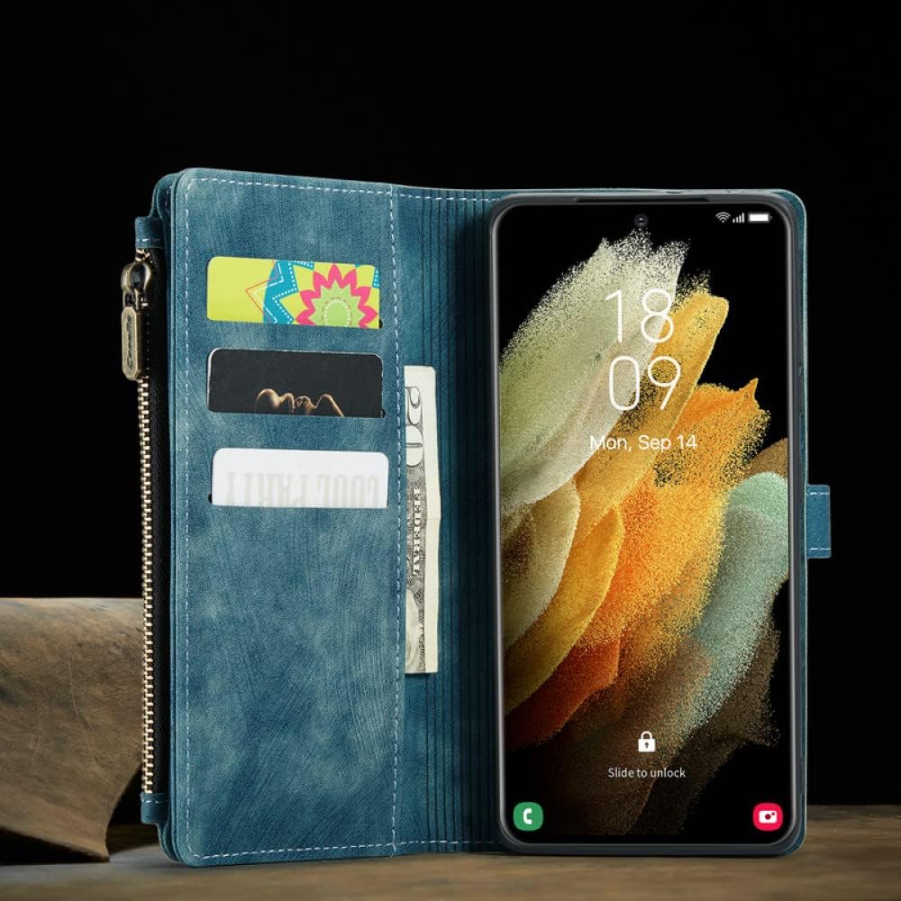 Zipper Wallet Leather Cards Solt Case for Samsung Galaxy Z Fold 5 4 5G Fold3 S23 S22 Ultra S21 Plus A14 A54 A52 A34 Book Cover,red,for Galaxy S23