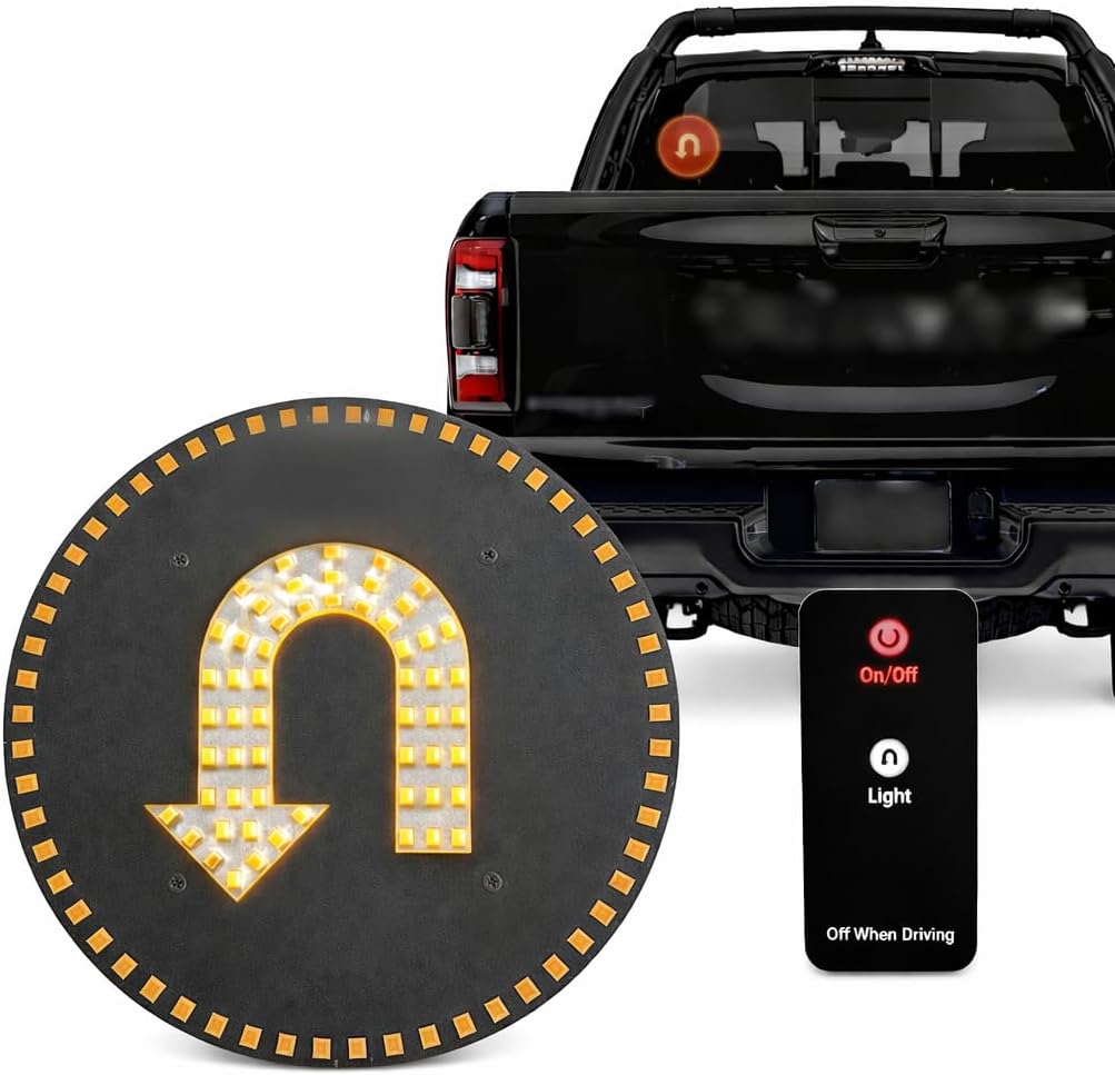 UTLLAB U-Turn Light Wireless Vehicle Accessory - Remote Controlled LED U-Turn Indicator, Easy Install Automotive Lighting Add On