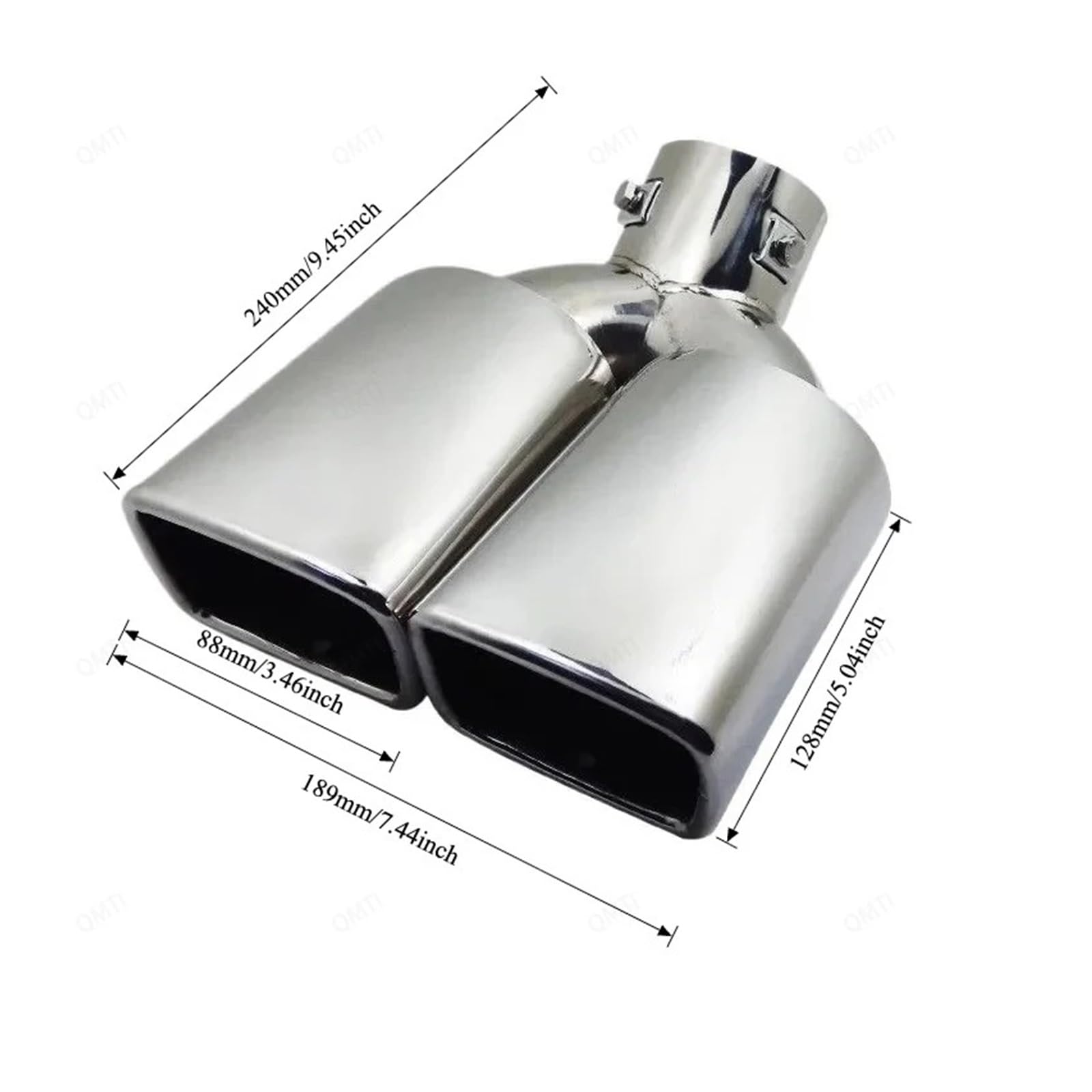 tubo di scarico dell'auto Terminale Di Scarico Universale A Doppia Uscita Marmitta Posteriore Tubo A Bocca Quadrata In Acciaio Inox Accessori Per Auto(Silver Straight)