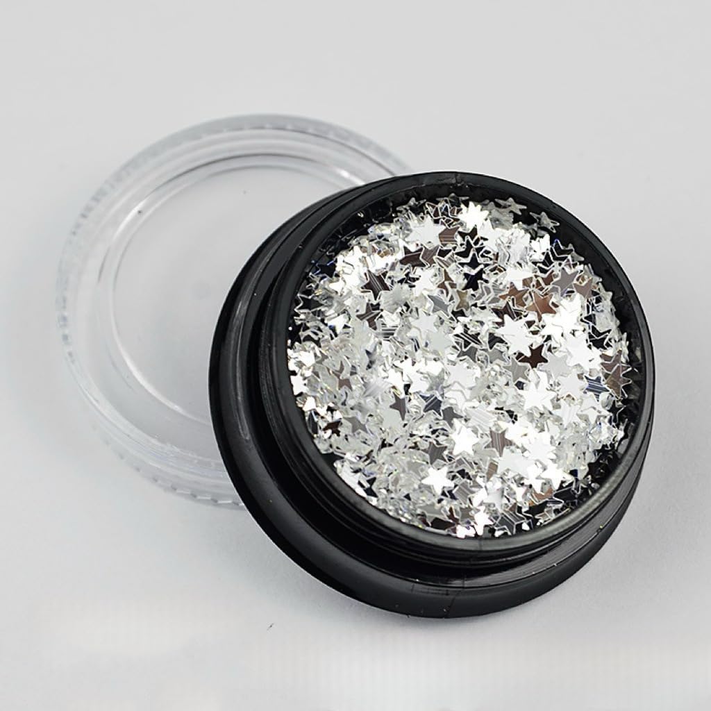 Silver Sequins Nail Art Glitter Disco Nails Confetti Decoration DIY Square Rectangular Rhombic Nail Flakes Sequins Supplies Accessories, 0.35OZ