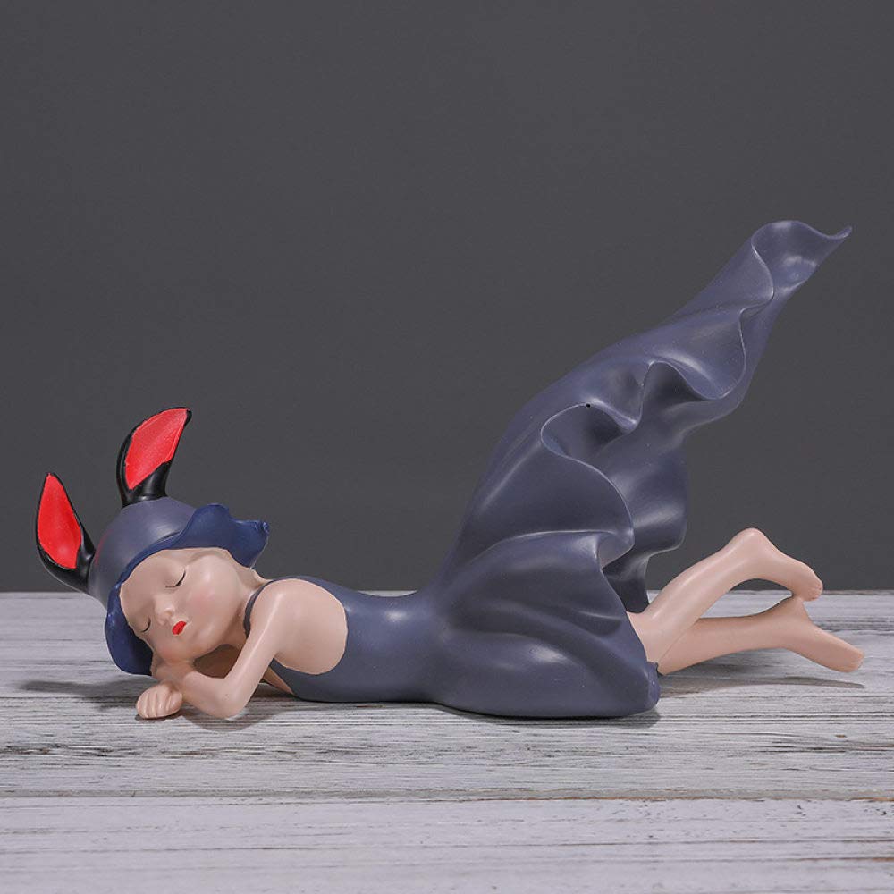Statuette fille endormie, cadeau créatif en résine