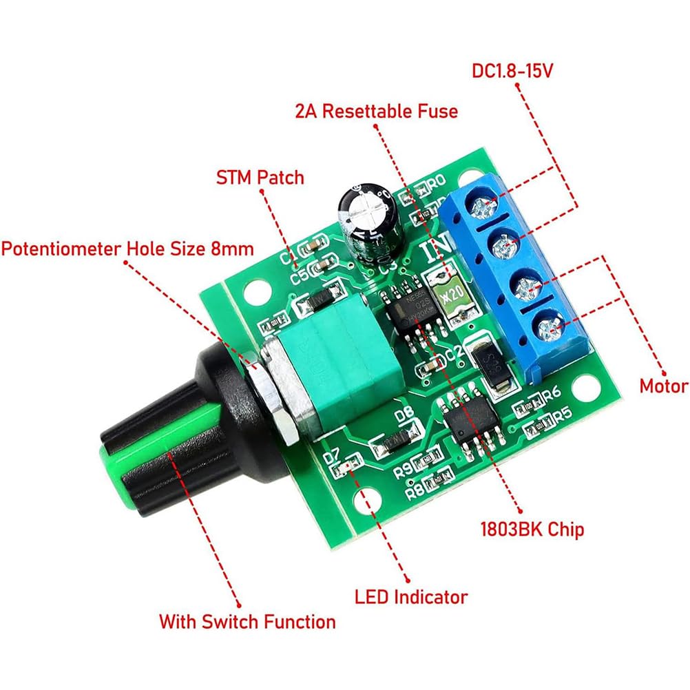3 szt. Potencjometr PWM niskonapięciowy silnik regulator prędkości, silnik prądu stałego regulator prędkości 1,8 V 3 V 5 V 6 V 12 V 2 A przełącznik prędkości regulowany sterownik przełącznik