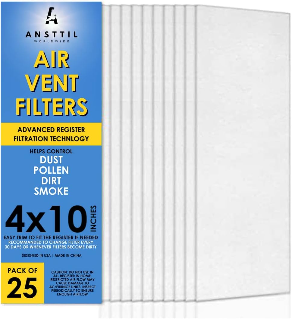 Air Vent Filters AC Heater Premium 1 Pack of 25pcs, 4" x 10”, 2mm