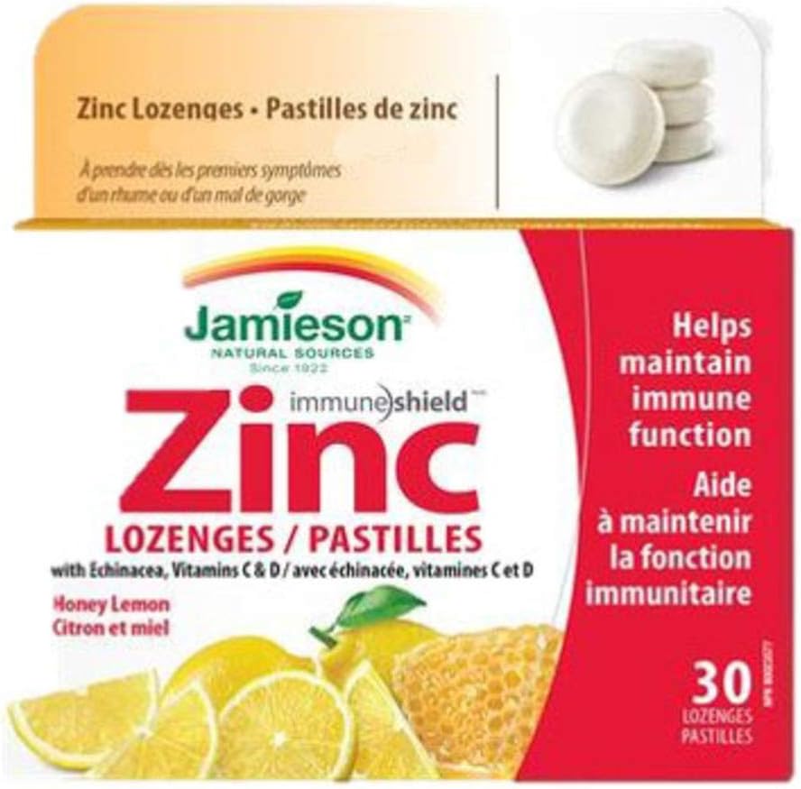 Jamieson Honey Lemon Zinc Lozenges, 30 Lozenges