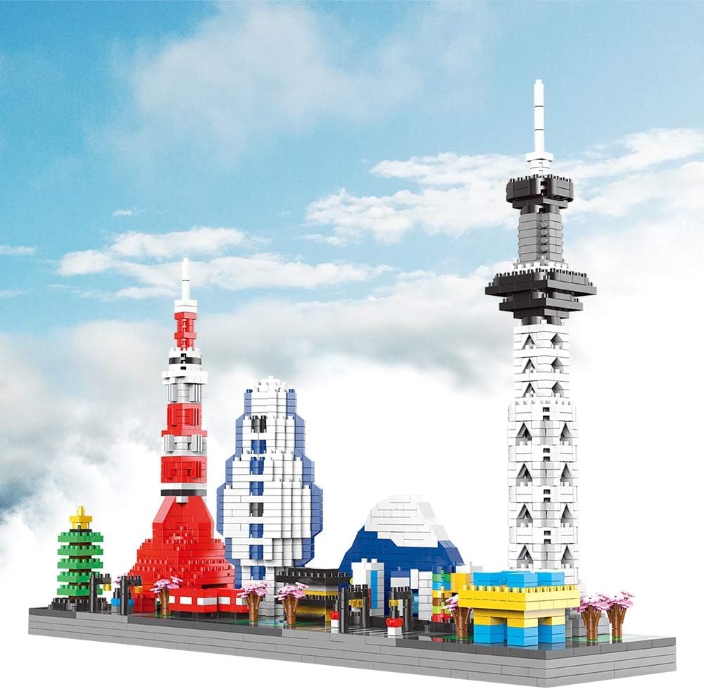 KLMEi Japanese Architecture Tokyo Skyline Micro Building Blocks for Adults and Kids Ages of 14+ – Challenging Construction Set 1880 Pieces, Perfect Home and Office Decoration