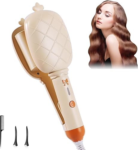 Rizador de pelo pequeño, rizador de 1.260 in, temperatura ajustable, se calienta rápidamente, mini ondas, rizadores de pelo para mujeres, color beige