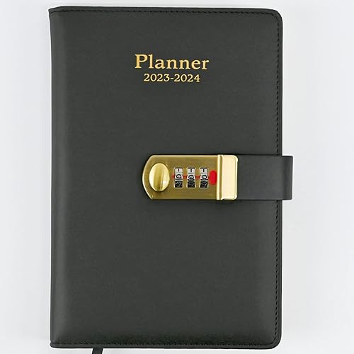 RHONZHAO Agenda semanal y mensual 2023-2024 con pestañas alfabéticas y bloqueo 58 x 82 pulgadas 16 meses cubierta flexible encuadernada con alambre