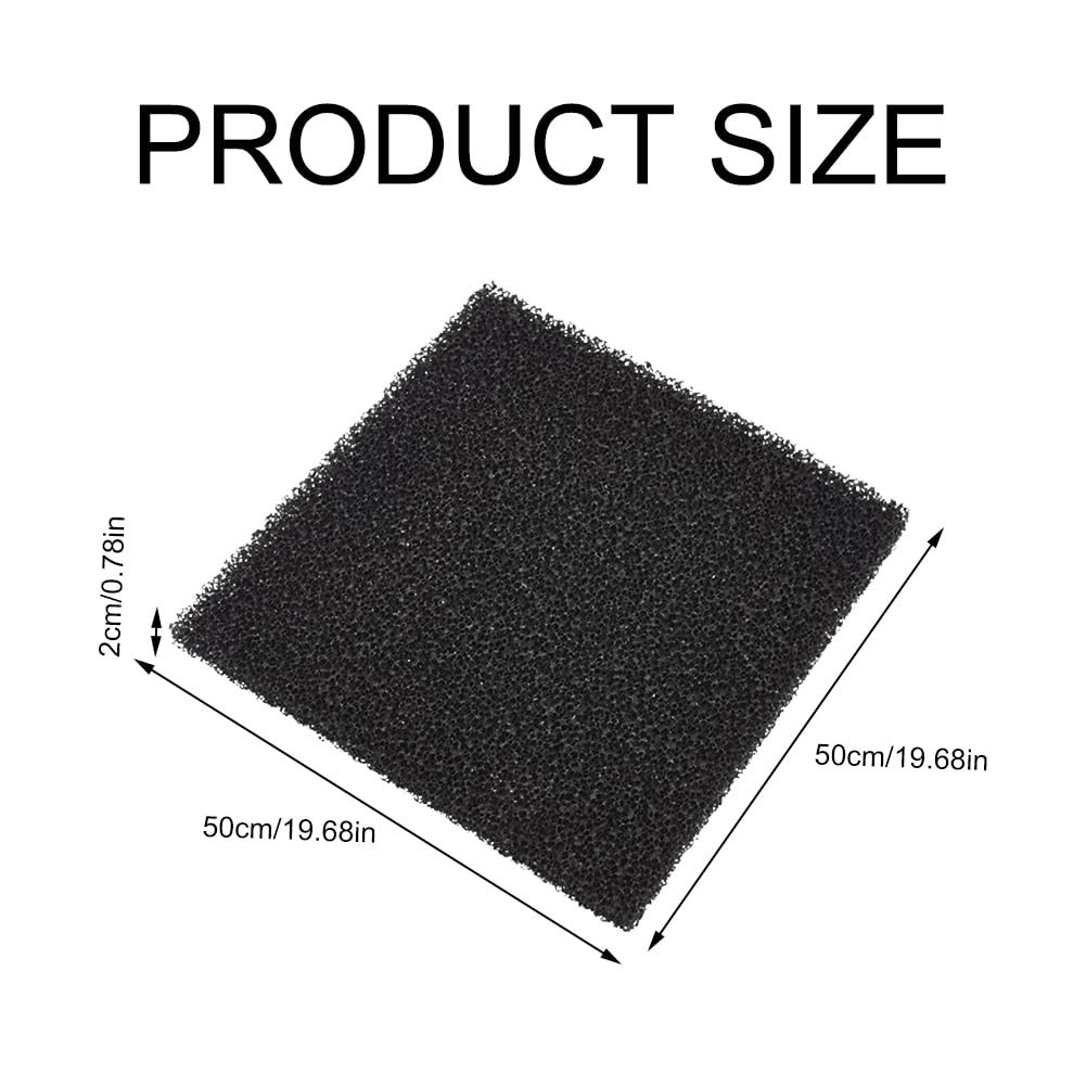 Spugna Filtrante Per Acquario 50x50x2 Cm – Nera, PPI 15/30/40, Per Filtri Interni Ed Esterni