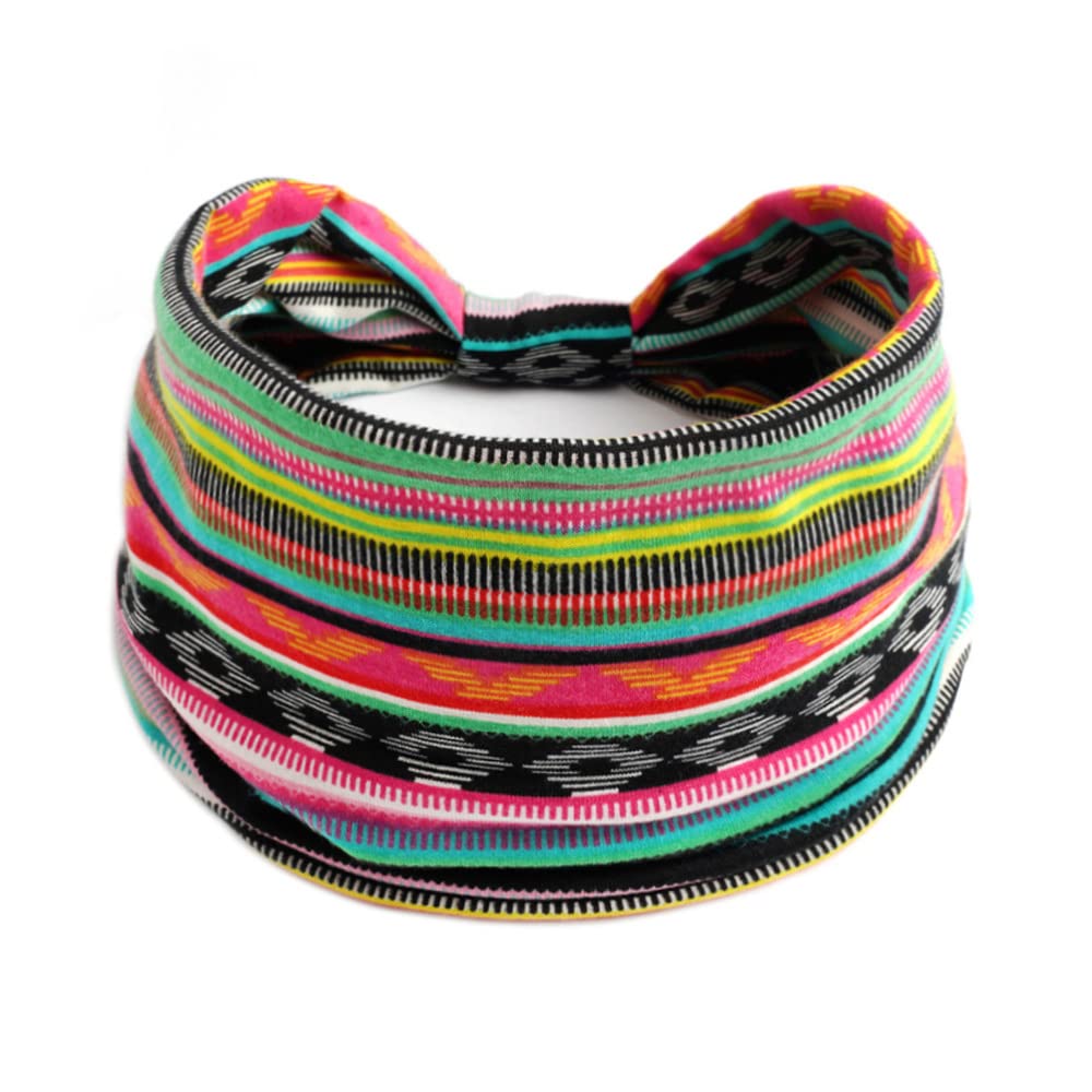 Set 3 Fasce Larghe Bohémien Per Donna | Elastiche Con Nodo, Annodate E Stampate - 3