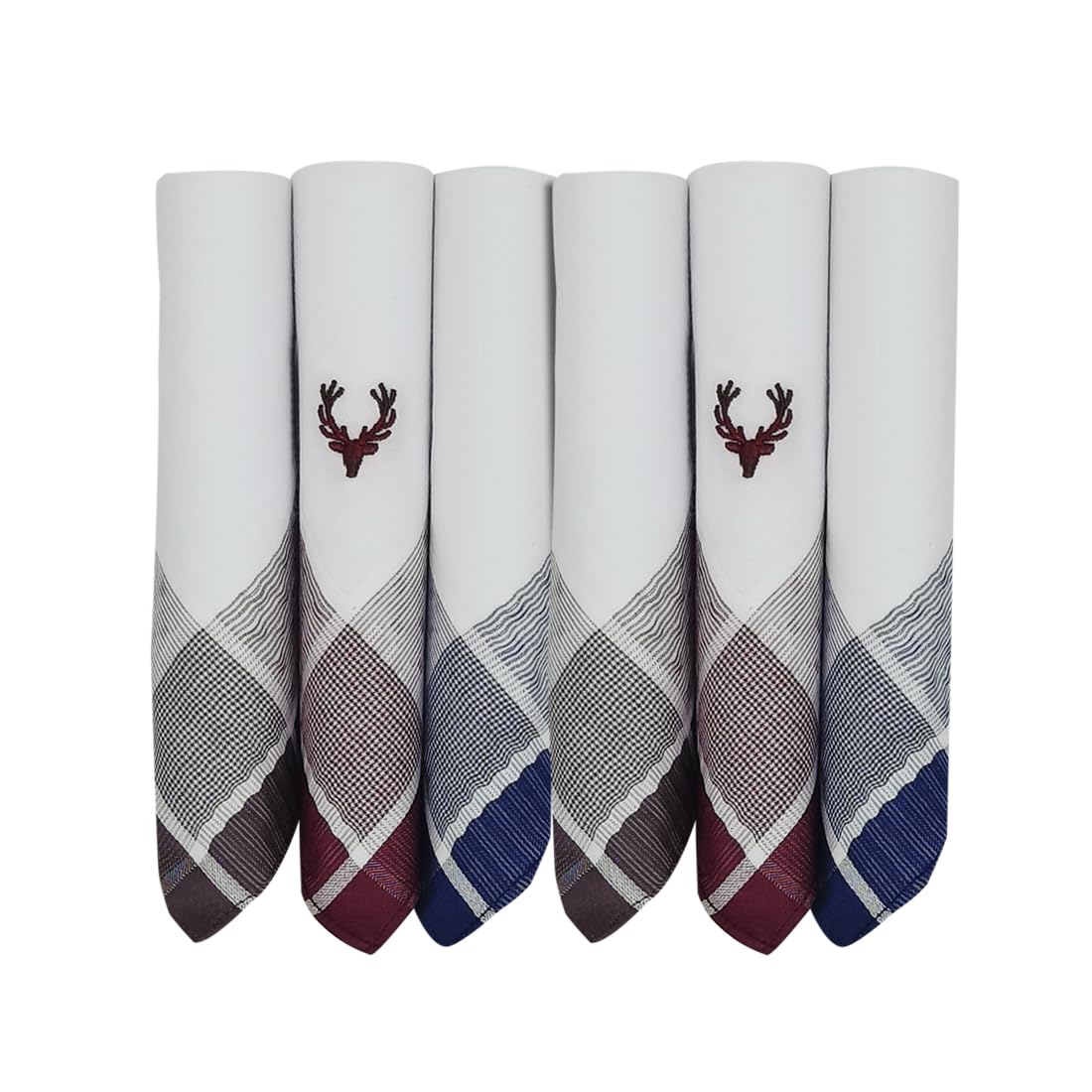 allen solly Men's Cotton Color Border Handkerchief (Pack of 6) - Maroon, Brown, Blue-picture-12