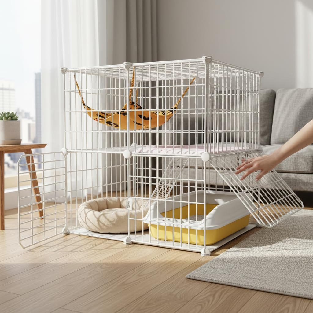Gabbia per Gatti da Interno Anti, Con cuccia, 70x45x70 cm
