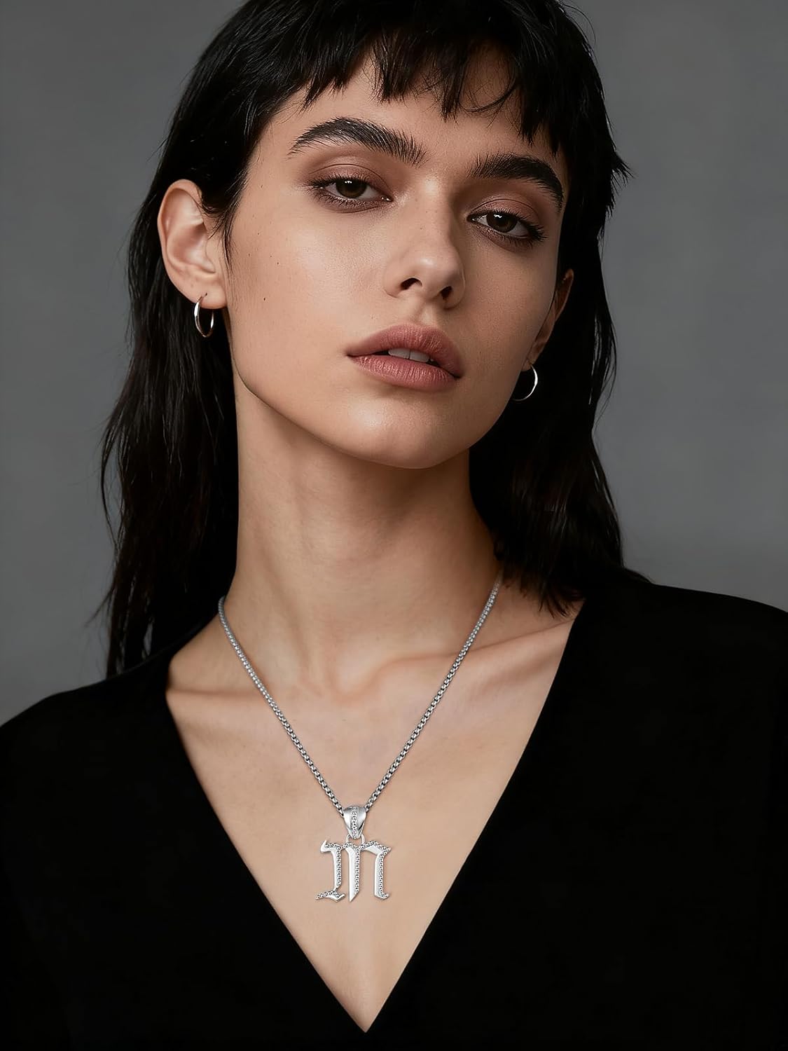 M Necklace for Men and Women 925 Sterling Silver Initial Necklaces Letter Pendant Jewelry Gifts