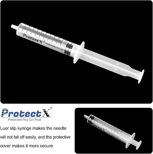Miniatura 9 de ProtectX Jeringa estéril desechable Luer Slip de 0.2 fl oz, sellada individualmente, dispensación suave y precisa para laboratorios científicos,