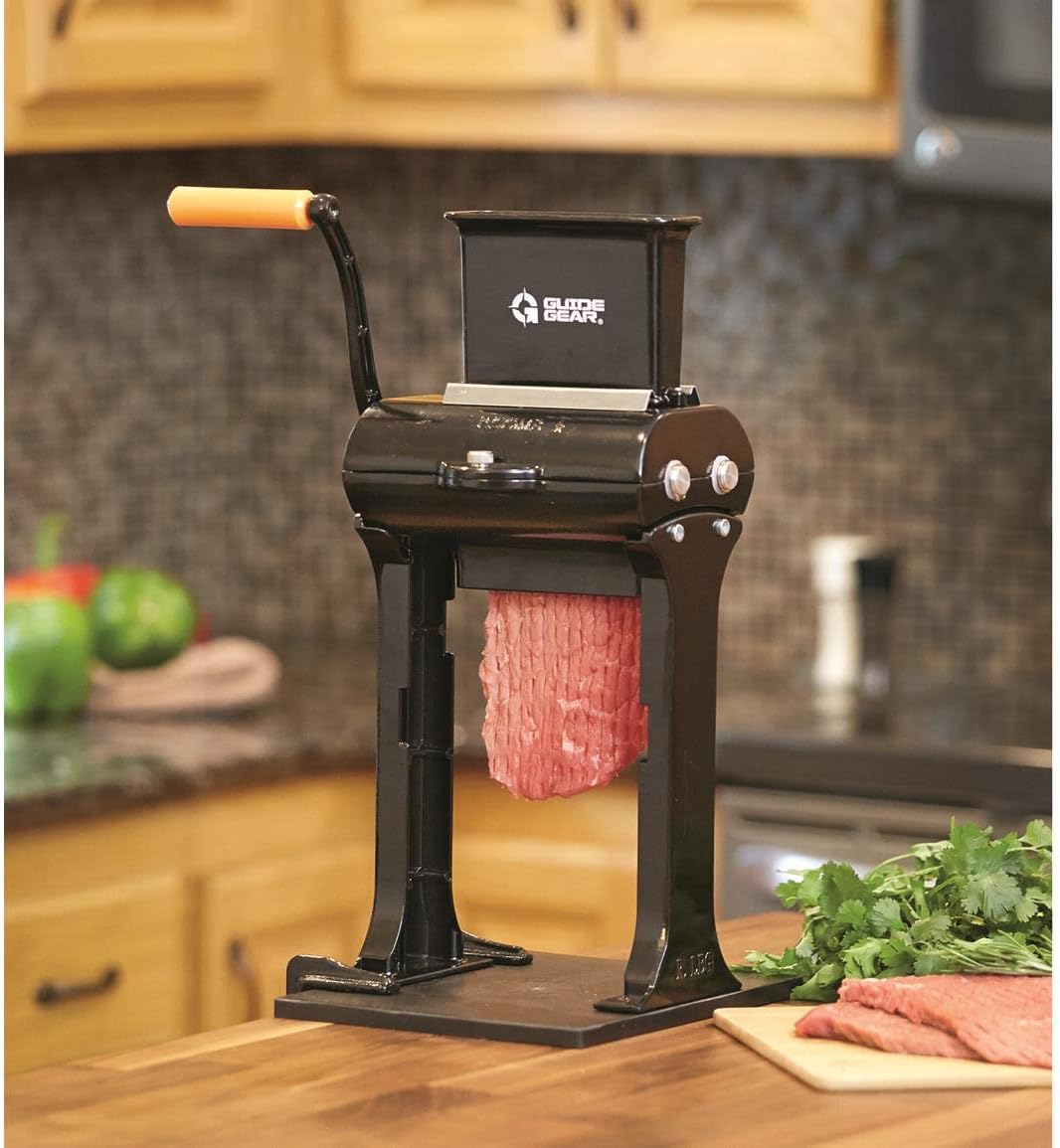 Guide Gear 2-in-1 Meat Tenderizer Machine Jerky Slicer Tool Heavy-Duty Aluminum Stainless Steel Blades for Tenderizing and Slicing Meat