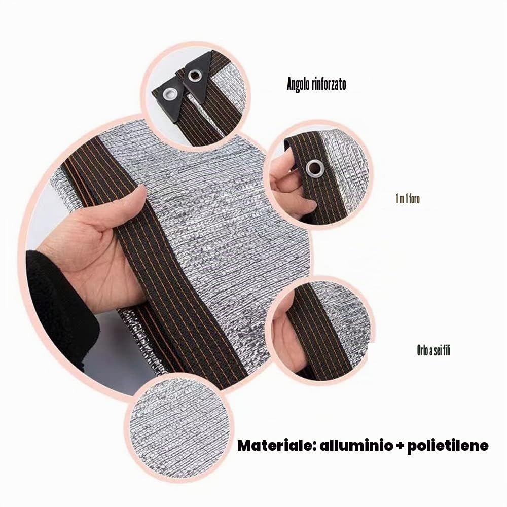 Rete Ombreggiante 99% alluminio, Telo Ombreggiante Riflettente Panno Ombreggiante Anti UV, Prova di Sole, per Auto/Cane/Serra/Giardino/Pergola 1x2m 2x3m 3x4m 3x5m 4x6m 6x8m (Size : 3mx6m(9.8ftx19.7ft