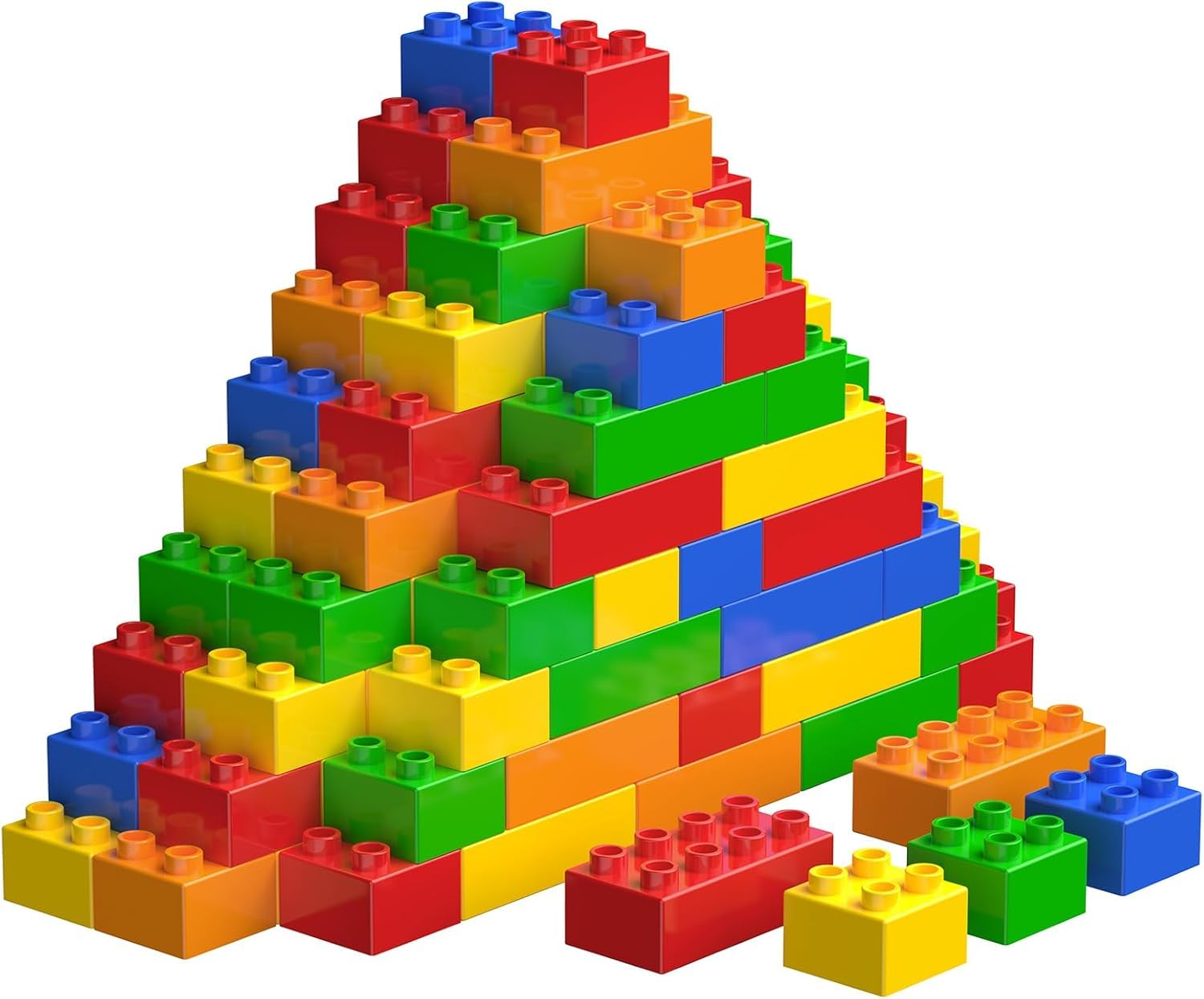WYSWYG Große Bausteine-Set, 70 Teile Steine in 5 Farben, Kompatibel - Ideal für Kinder ab 3 4 5 Jahre