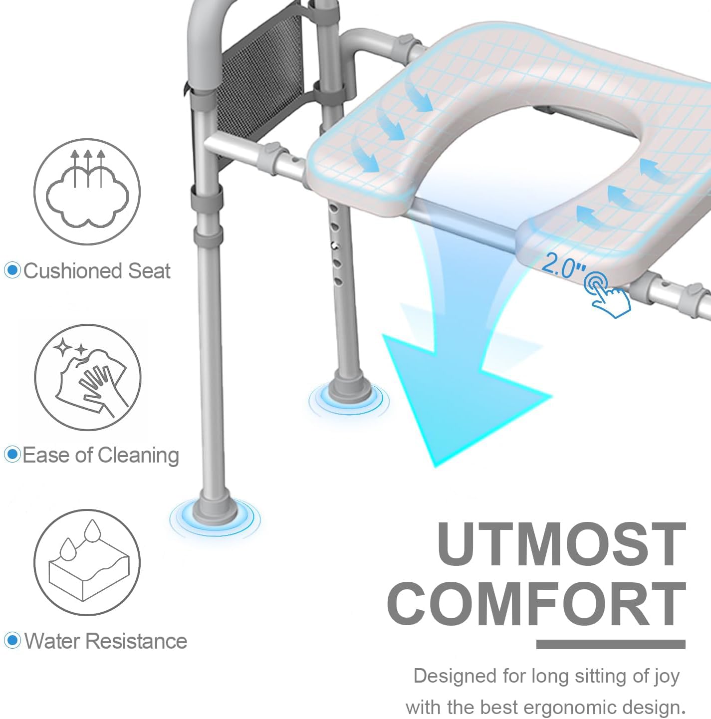 HEYOUTH Barra bagno disabili,Maniglie WC,Supporti Bagno per Disabili,Braccioli per wc,Sostegno per Wc,regolabile in altezza,Supporto WC per Anziani,Si adatta a qualsiasi toilette