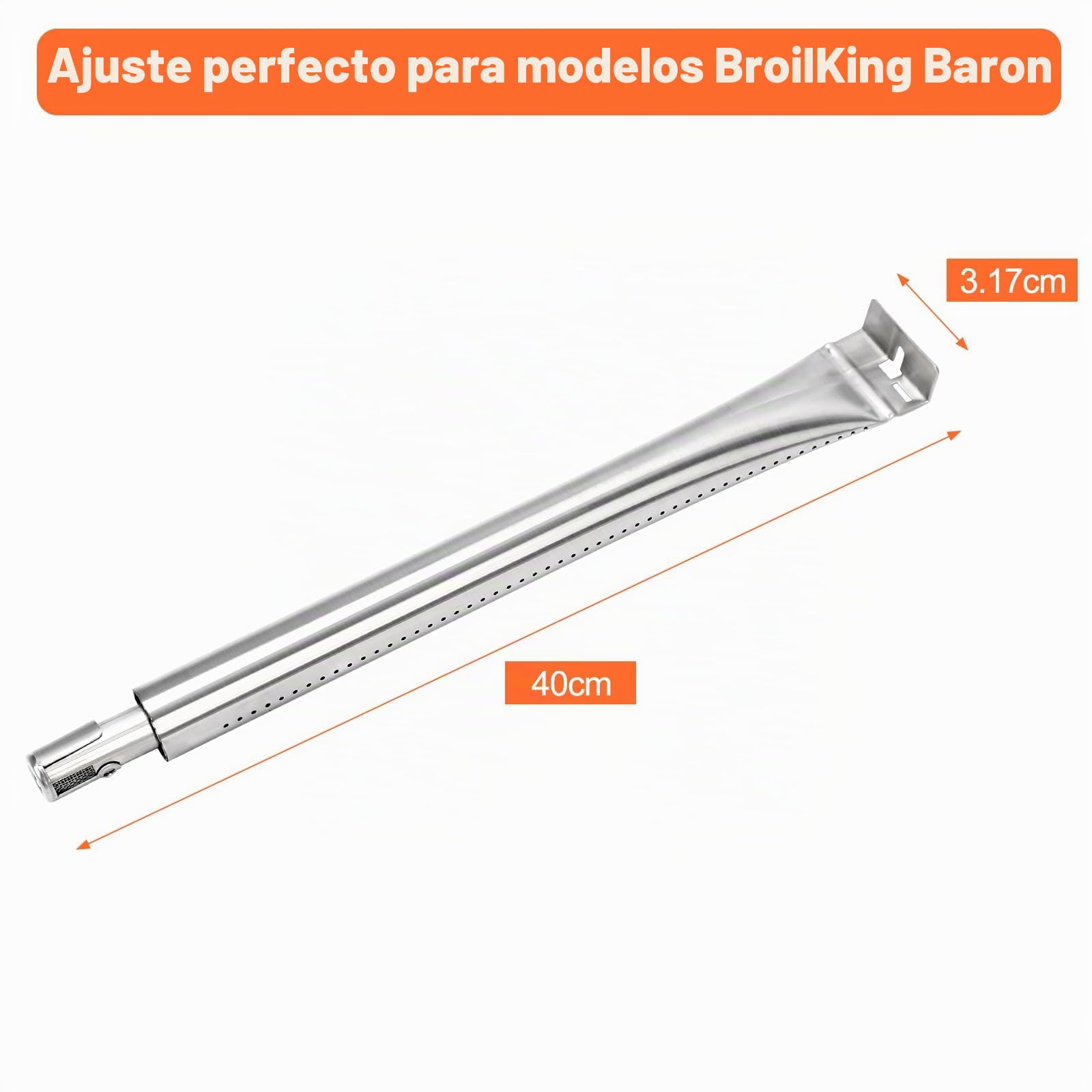 Denmay 18631 40 cm de acero inoxidable para quemadores BroilKing Baron modelos con quemadores de tubo delantero a trasero, piezas de repuesto para Broil King Baron 490 590 320 340, 5 unidades