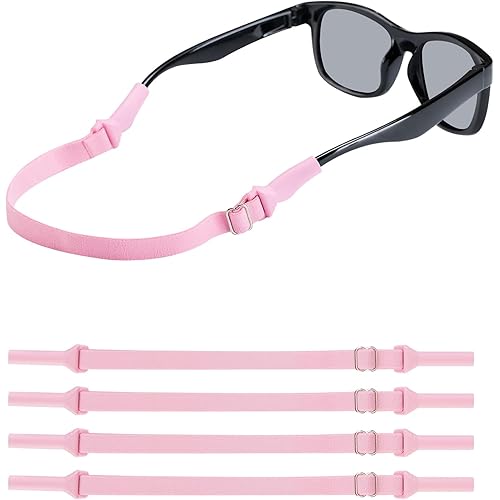 lvvfit Kids Glasses Straps(6.5-10inch)-Adjustable Glasses Strap Sports Sunglasses Eyeglasses Holder Straps for Toddler and Kids-Eyewear Retainers for boys and girls age 3-12 years 4pcs (Pink)