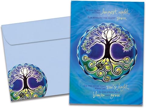 Tree-Free Greetings - Winter Solstice Greeting Cards - Artful Designs - 1 Card + Matching Envelopes - Made in USA - 100% Recycled Paper - 5"x7" - Longest Night Mandala GO64243