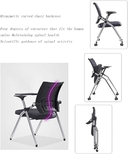 Miniatura 6 de Silla de oficina plegable, silla de oficina plegable con ruedas, sillas de entrenamiento de conferencias de cuero, respaldo, sillas de oficina