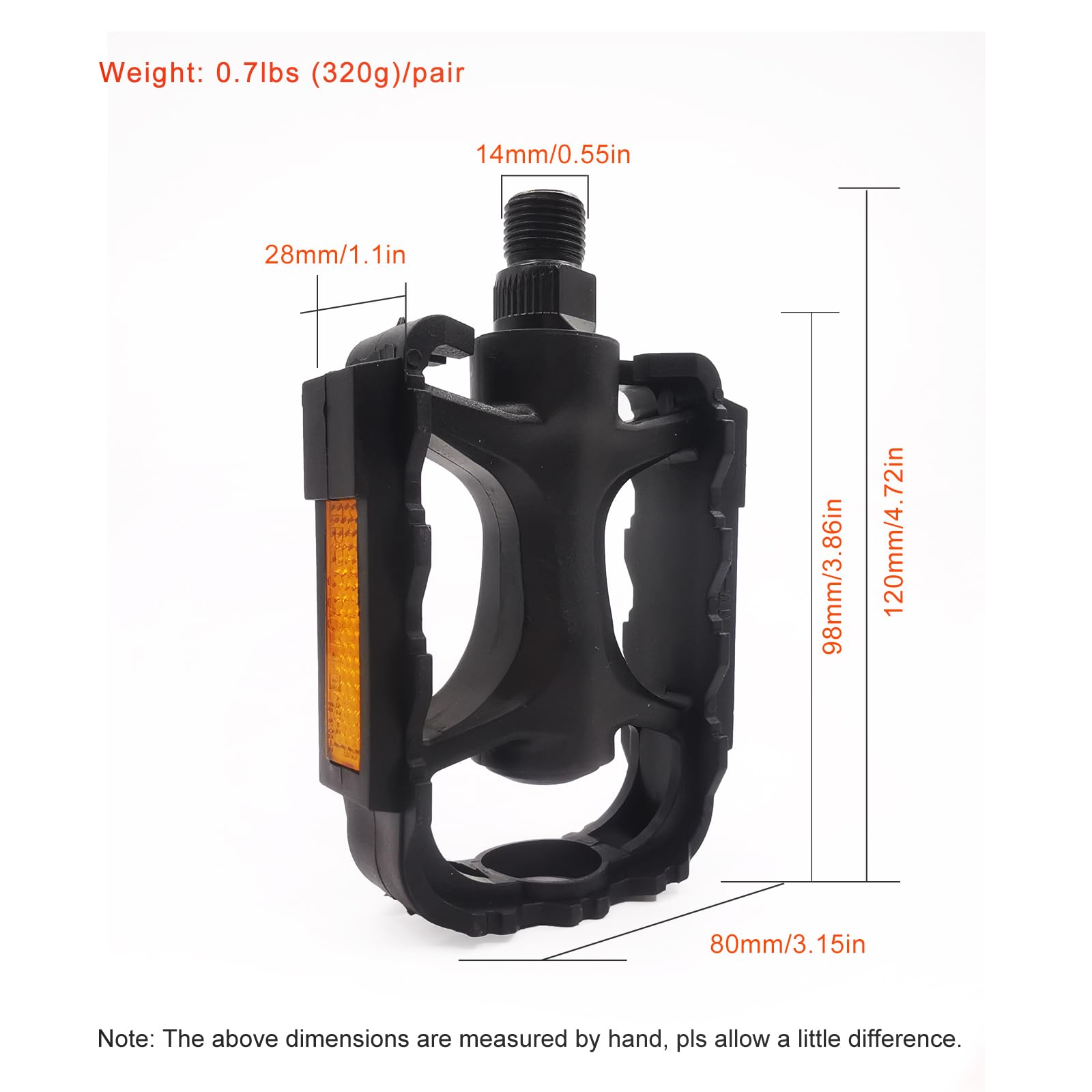 UPANBIKE Bike Pedals Universal Plastic Road Bike Pedals 9/16 Inch Mountain Bike Pedals Flat Platform with Reflector for Road Bike MTB - Image 2