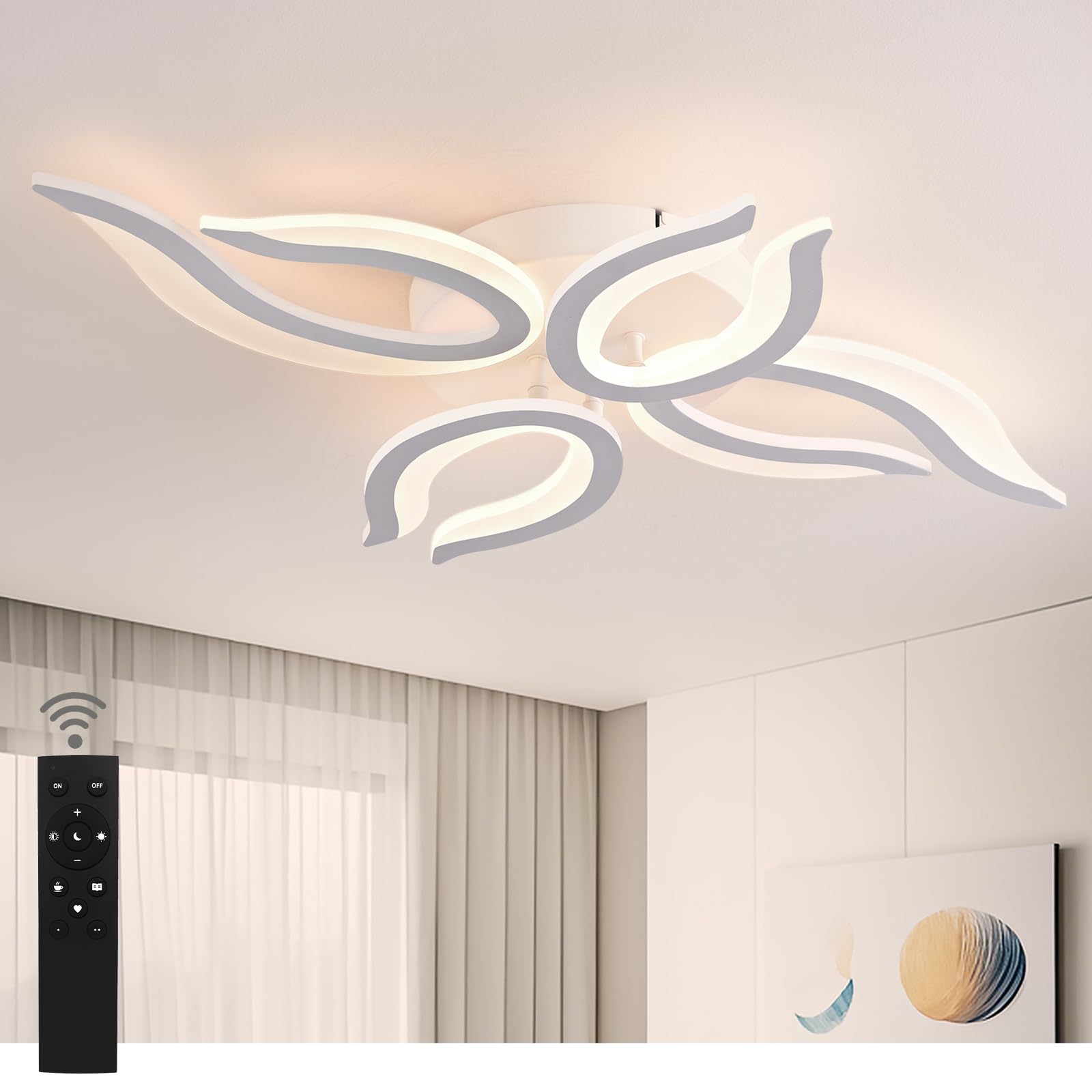 Sky angle Plafoniera LED con Telecomando, Luci a Soffitto Dimmerabili 30W, Lampada a Sospensione Piatta per Soggiorno, Camera da Letto, Bagno, Cucina