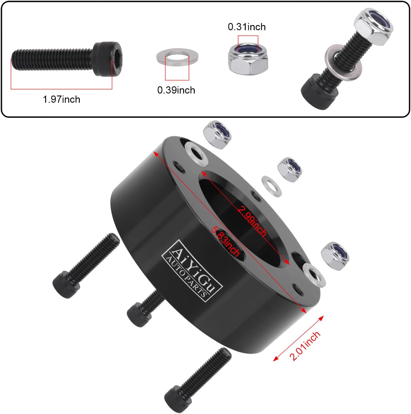 3" Front & 2" Rear Full Leveling Lift Kit Compatible with 2007-2024 Chevy Silverado 1500, GMC Sierra 1500 2WD 4WD, 3 Inches Front & 2 Inches Rear Strut Spacer Suspension Lift Kits Lift Blocks