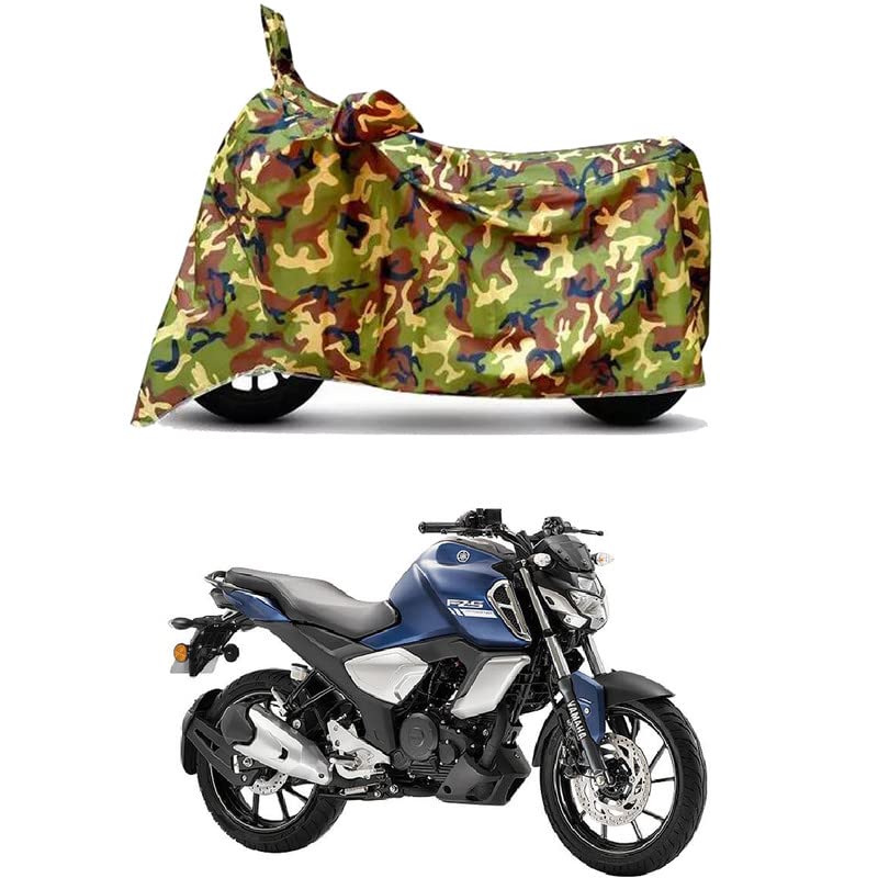 Image of Waterproof 100% PVC Coated Bike Scooty Two Wheeler Body Cover Compatible for Yamaha FZS-FI V3 STD /UV-Rays /Heat Protection /Birds Dropping /Scratchproof /Dust Proof [6X6 Jungle Print]