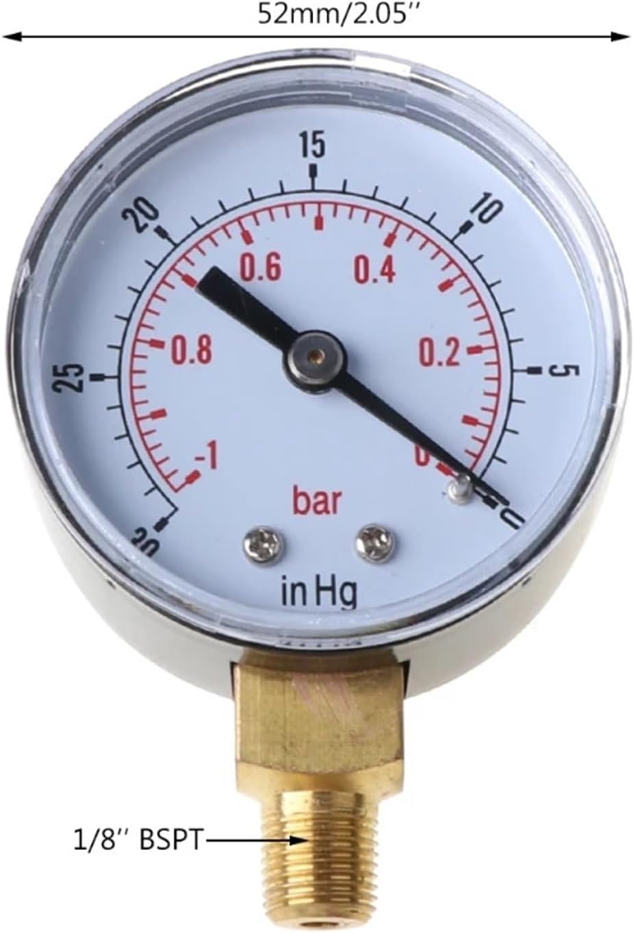 CAARLA Dry Pressure Gauge Vacuum Gauge 52mm 1/8 BSPT Bottom Connection Pressure Gauge for Air Compressor