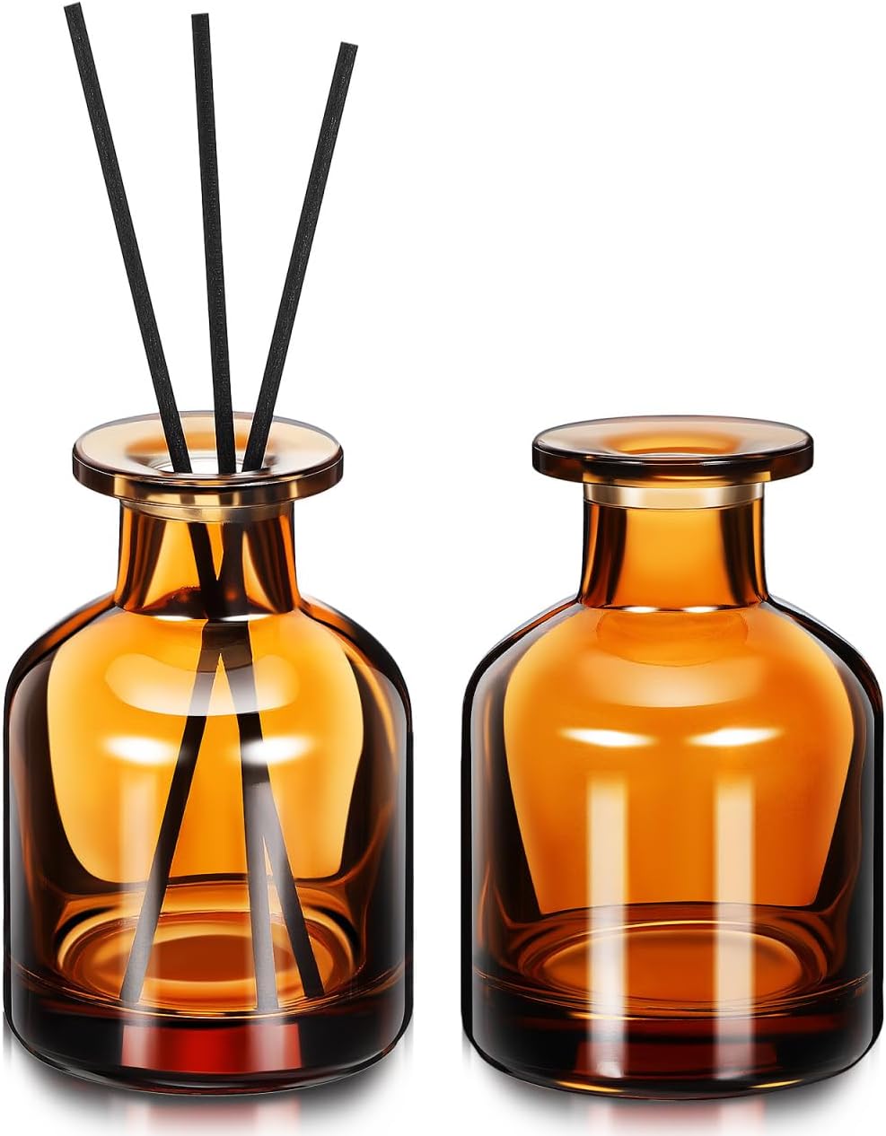 Cabilock 2pcs Reed Diffuser Bottles Empty Glass Diffuser Jars for Bathroom Office Decor Home Car Aromatherapy Use，Brown（no Reeds）