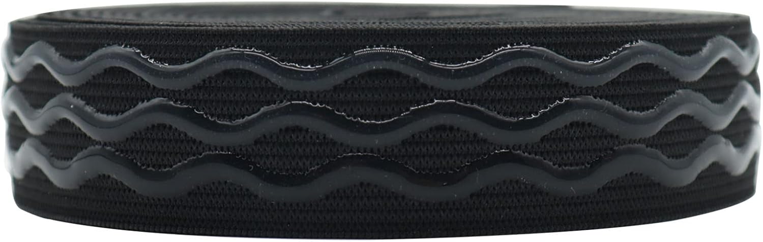 25MM Non-Slip Sewing Elastic Band Black Silicone Grip Elastic Band for Garment Sewing Project 尺寸：10 * 10 * 2cm (Three Straight Lines)
