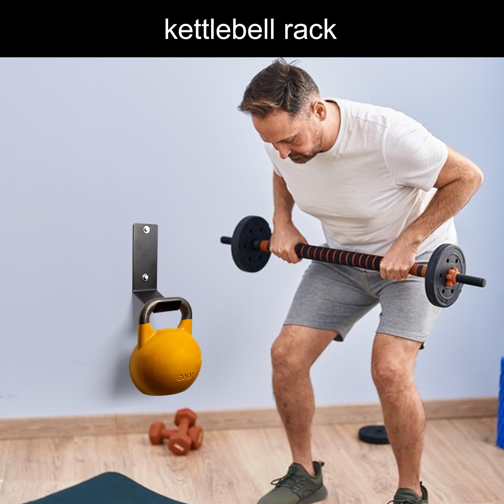 Kettlebell-Ständer, Kugelhantel-Halterung für Kugelhanteln aus massivem Stahl | Wandhalterung für Kettlebell-Haken aus massivem Stahl | Wand-Organizer für Gymnastikhalterung, Kettlebell-Zubehör für Gy