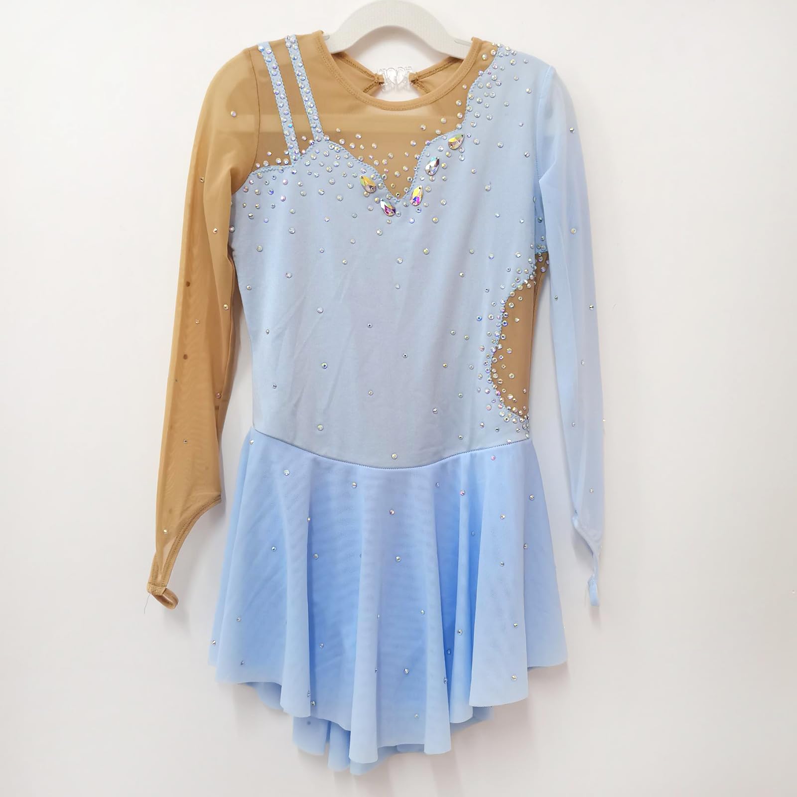 LIUHUO Eiskunstlaufkleid blau für Mädchen Langarm Kinder und Erwachsene Wettkampfleistung