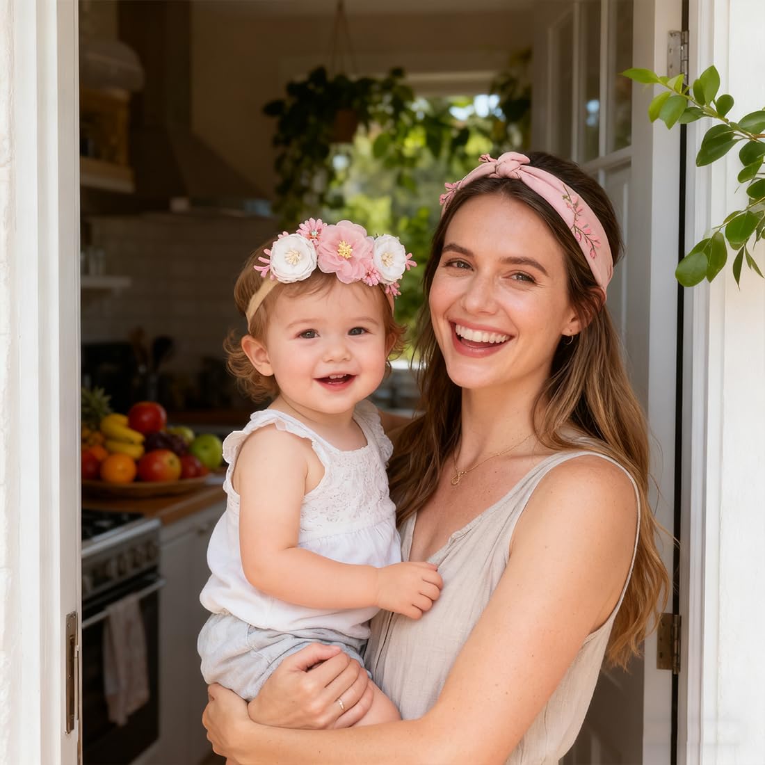 Set 3 Fasce Capelli Neonato – Fascia elastica morbida con fiocchi e fiori, Accessori capelli bambina per foto, uso quotidiano e idea regalo