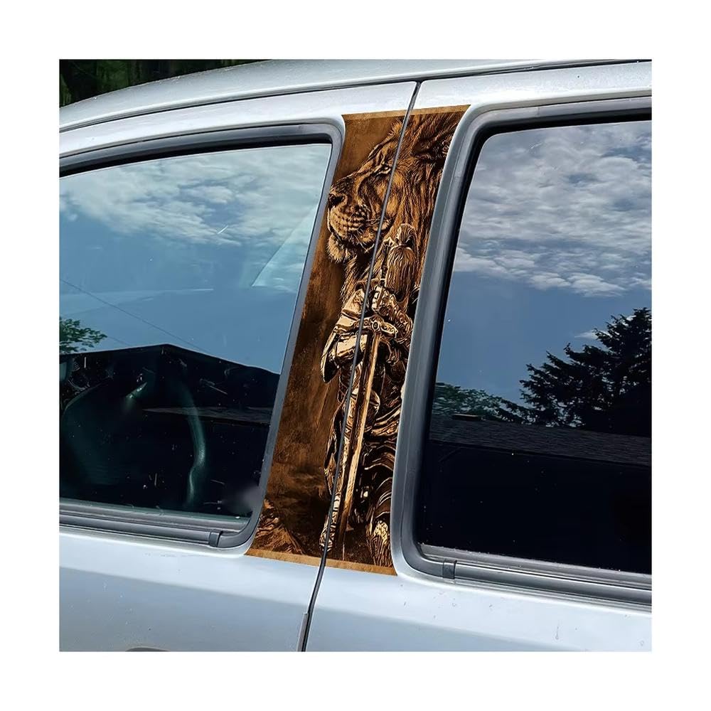 Bertdcx One Color Car Adhesive Waterproof Vinyl B Post Protective Lion Knight Glossy Stickers Auto Parts