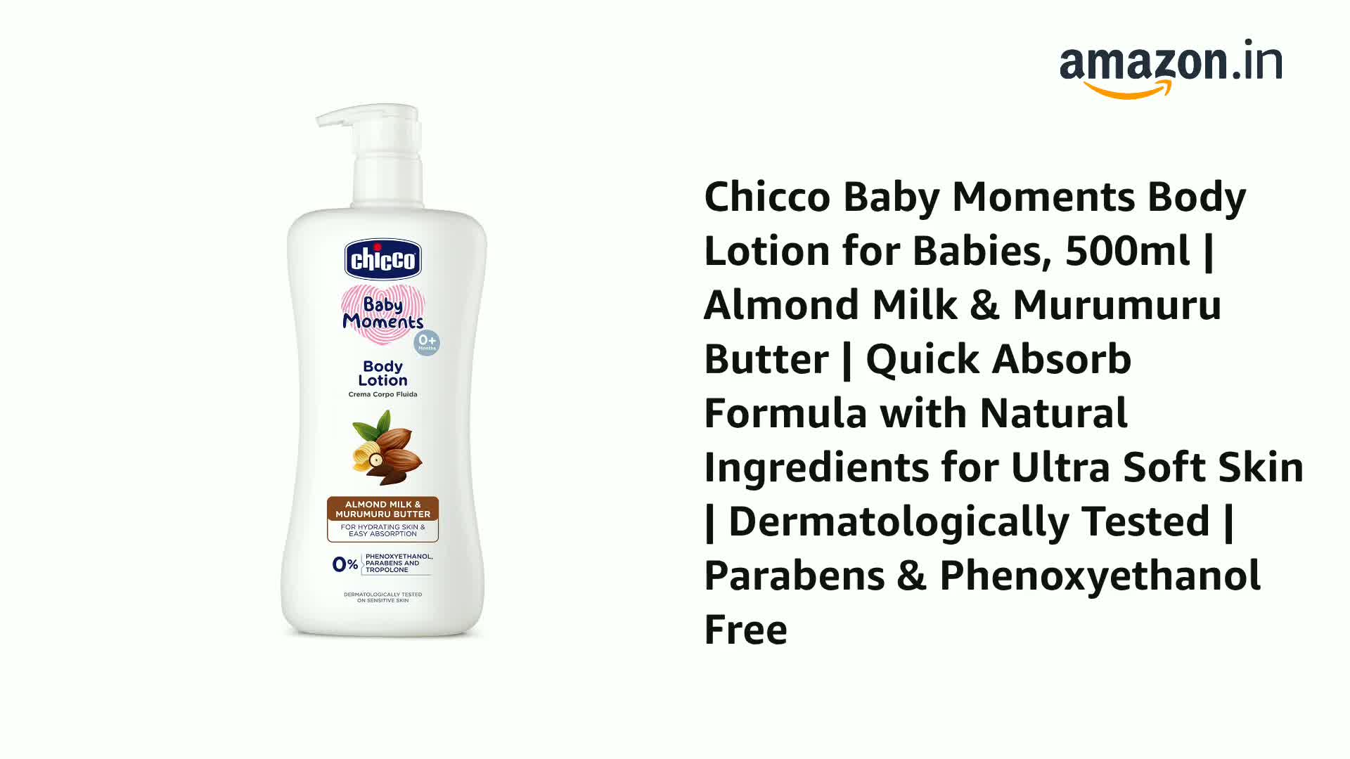 Buy Chicco Baby Moments Body Lotion for Babies, 500ml | Almond