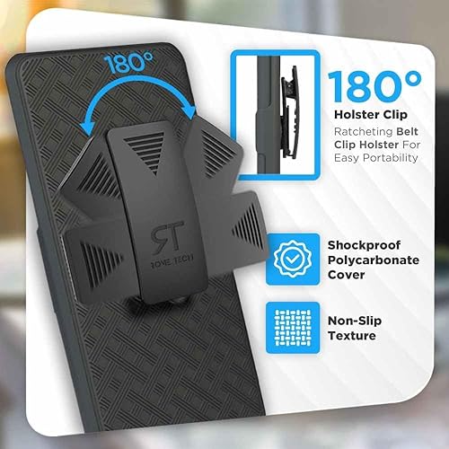 Miniatura 3 de Funda diseñada para Samsung Galaxy A53 5G con funda de clip para cinturón, funda de soporte para teléfono, color negro