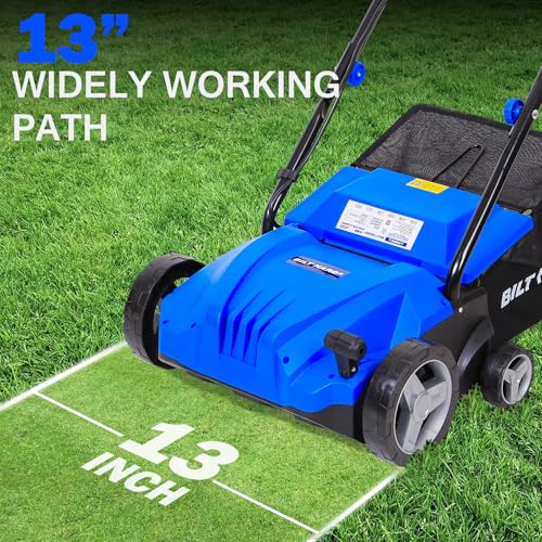BILT HARD Dethatcher Scarifier Electric Powered, 12 Amp Copper Motor 13 inch Raking Width, 8 gal Thatch Bag, 2 in 1 Walk Behind Thatch Removing Machine for Lawn - Image 2