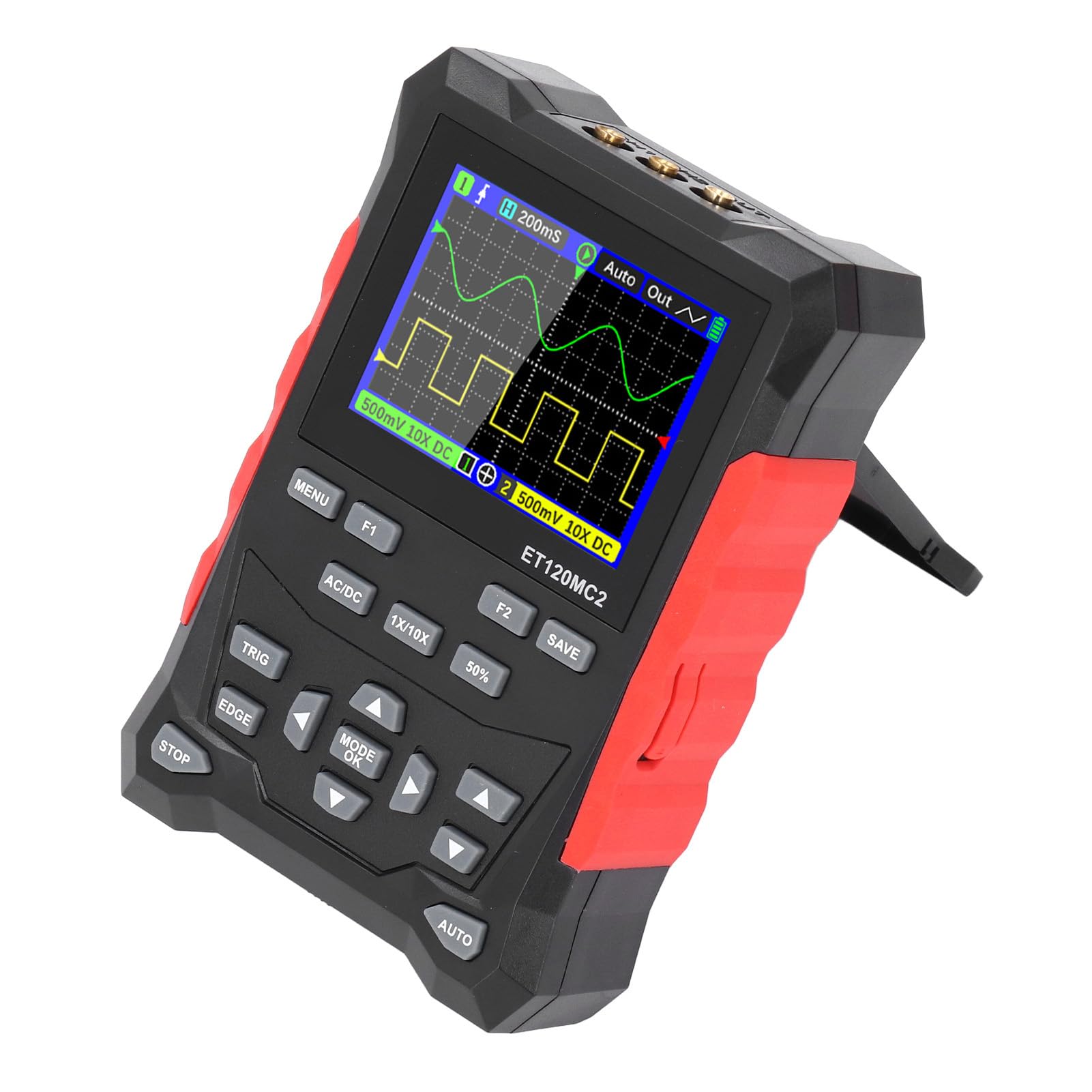 Oscilloscopio Portatile 120MHz 2 500MSA/S Oscilloscopio con Schermo TFT 2,4 Pollici per la Ricerca Scientifica Materiale ABS Portatile